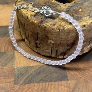 Pink Seaglass Bracelet | Pink Seaglass | Seaglass Bracelet | Minimalist 4mm beads