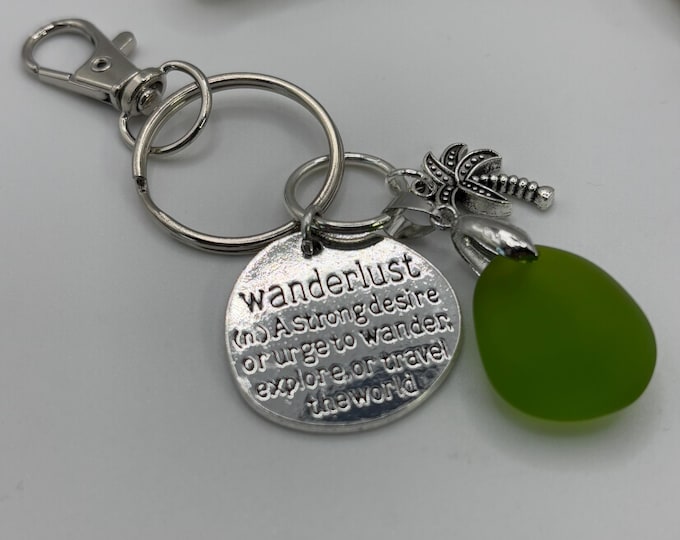 Seaglass Keychains  | Keychain with Seaglass and Charm | Coastal Keychains  | Sea Shore Keychain | Wanderlust Theme
