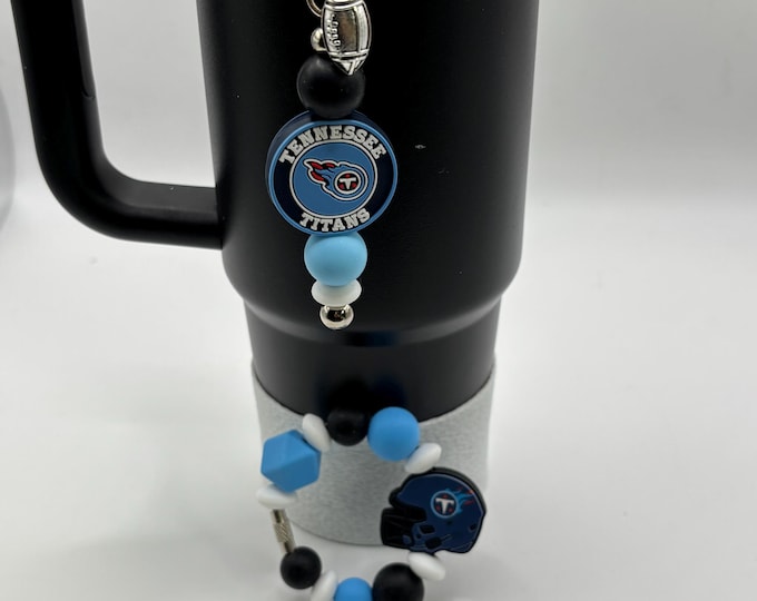 Football Tumbler Accessories |  Stanley or Other Tumbler Cup Handle Bracelets | Straw Charms | Football team | Football charm