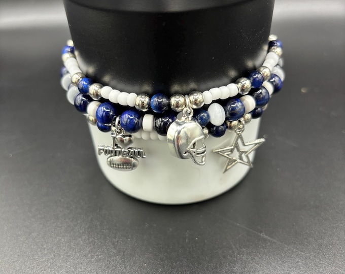 Football Stanley Tumbler Bracelet: Cowboys Team Colors, Charm Accessories - Set of 3