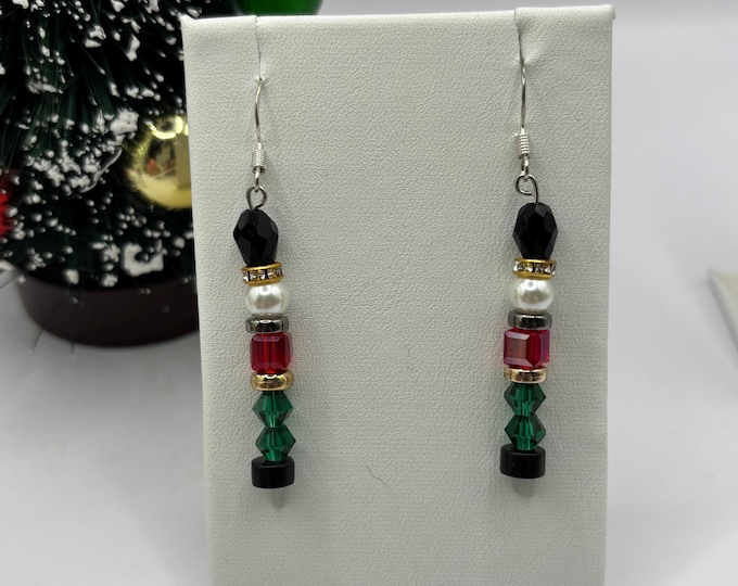 A Nutcracker Christmas | Holiday Earrings |  Crystal and White Pearl Earrings | Christmas Earrings | Sterling Silver Ear Wires