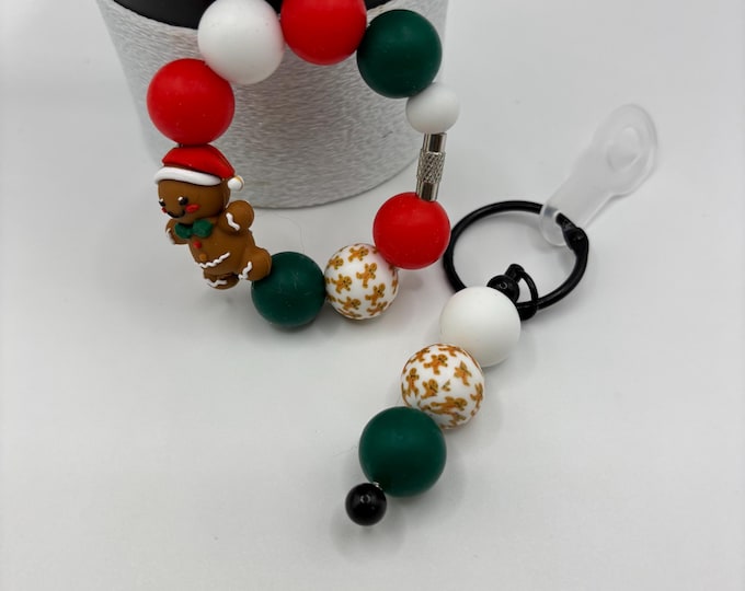 Christmas Gingerbread Man Stanley Cup Bracelet:  Cup Handle Bracelet | Straw Charm | Holiday | Gingerbread |