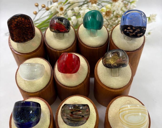 Size 6 Lampwork Glass Rings | Millefiori Glass Rings | Murano Inspired Glass Rings | Statement Rings