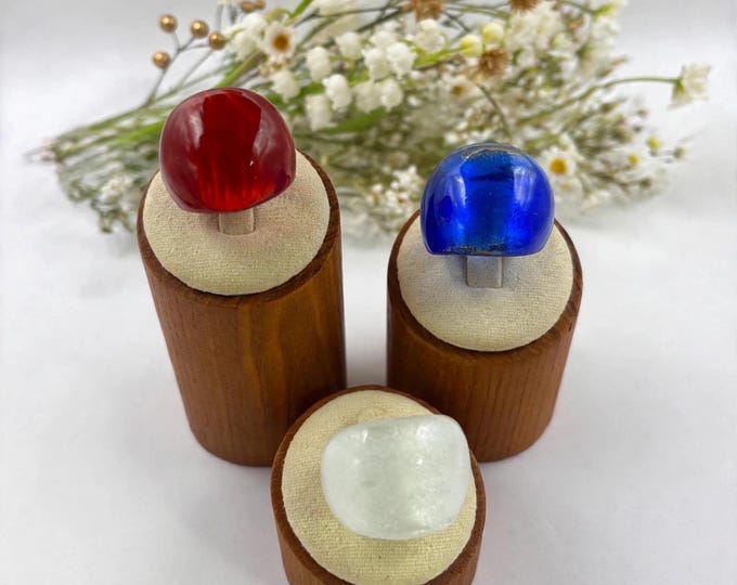 Size 6 3/4 Set of 3 | Lampwork Glass Rings | Millefiori Glass Rings | Murano Inspired Glass Rings | Statement Rings | 1 Price 3 Rings