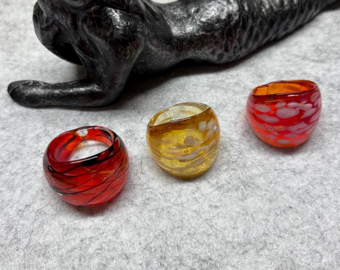 Size 8 1/2 Assorted Glass Rings | Millefiori Glass Rings | Murano Inspired Glass Rings