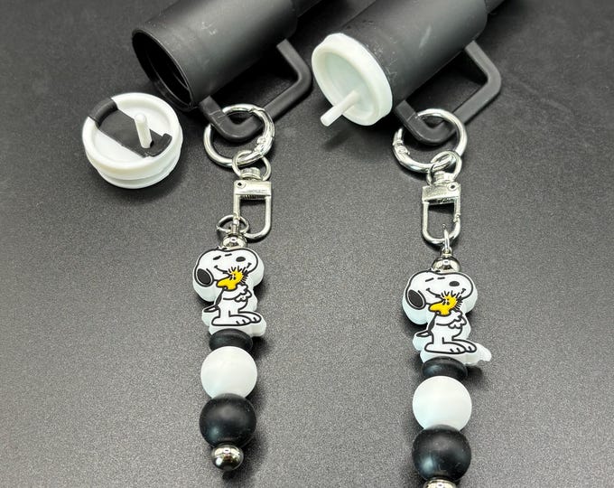 Snoopy beaded Keychains | Keychains with Mini Stanley  | Chapstick or Money Holder Keychains