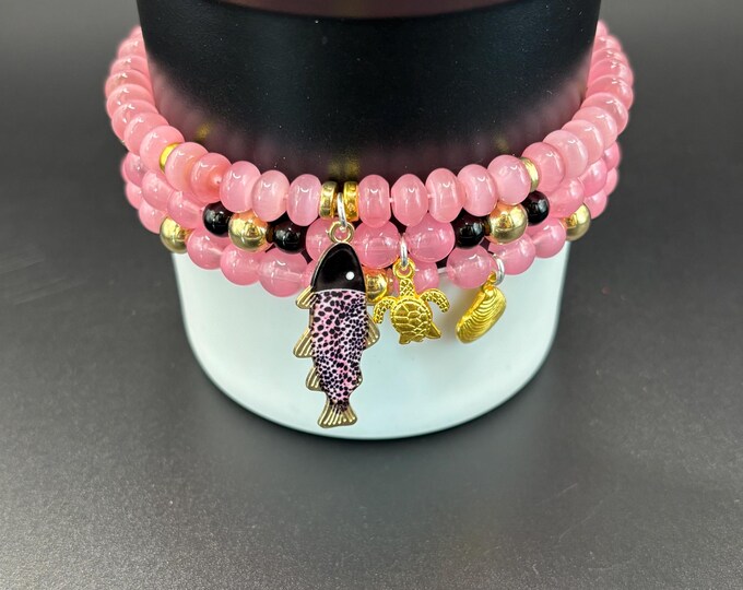 Pink Stanley Cup Bracelet | Tumbler Accessories | Stanley Charm Bracelet | Tumbler Bracelet | Stretchy Cup Bracelet