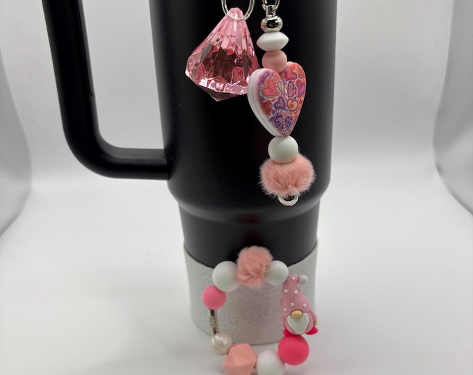 Valentines Day Gnomes Stanley Cup Bracelet:  Cup Handle Bracelet | Straw Charm  | Valentine | Hearts