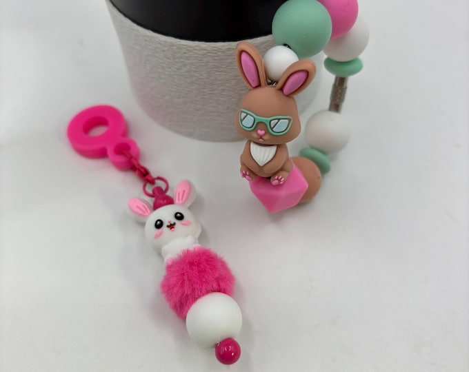 Bunny Rabbit Stanley Cup Bracelet:  Cup Handle Bracelet | Straw Charm  | Easter