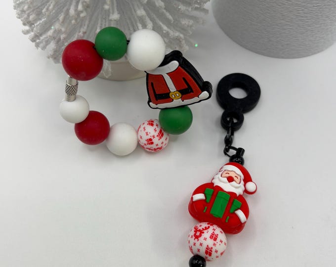 Christmas Santa Coat Stanley Cup Bracelet:  Cup Handle Bracelet | Straw Charm | Holiday | Coat | Santa