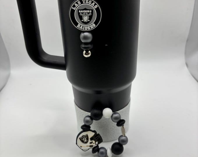 Football Tumbler Accessories |  Stanley or Other Tumbler Cup Handle Bracelets | Straw Charms | Football team | Football charm