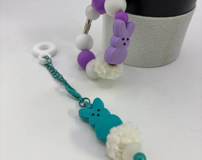 Peeps Bunny Rabbit Stanley Cup Bracelet:  Cup Handle Bracelet | Straw Charm  | Easter | Easter Basket