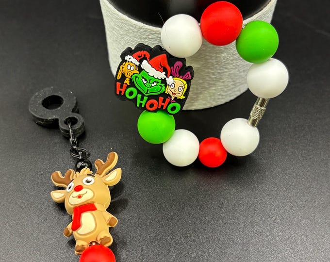 Christmas Grinch Stanley Cup Bracelet:  Cup Handle Bracelet | Straw Charm | Holiday | Grinch |