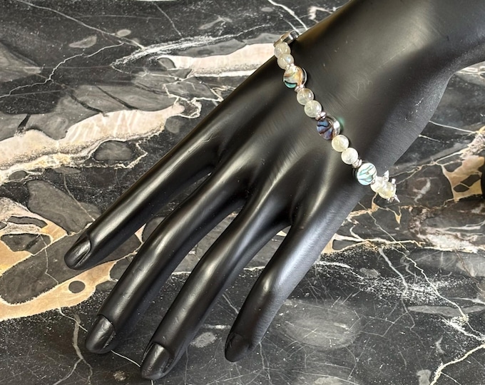 Abalone and Labradorite Bracelet | Shell Bracelet | Abalone Bracelet | Gemstone Bracelet | Labradorite Bracelet