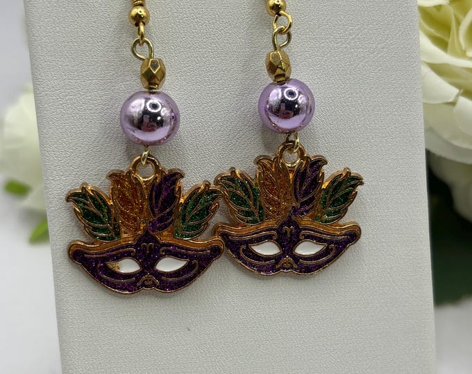 Mardi Gras Earrings  | New Orleans | Mask earrings |  Mardi Gras Earrings | Fleur De Lis