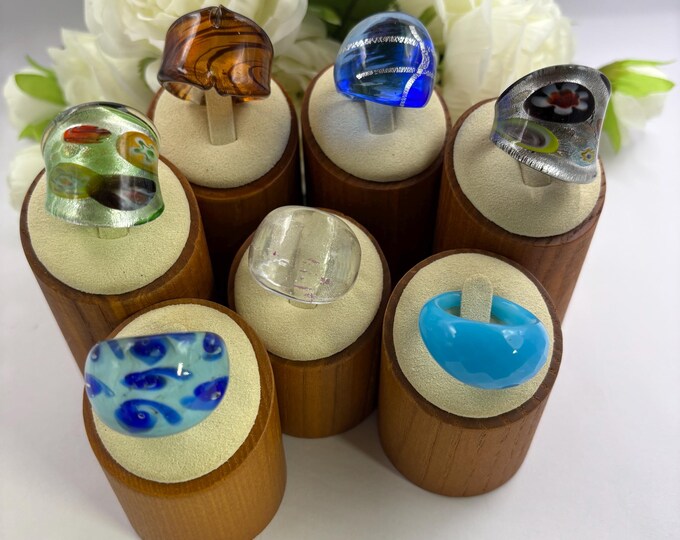 Size 9 1/4  Lampwork Glass Rings | Large Chunky Glass Rings | Murano Inspired Glass Rings | Statement Rings
