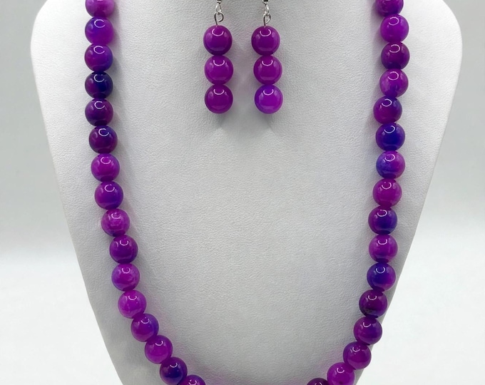 Sugilite Gemstone Necklace | Sugilite |  Statement Necklace | Gemstone Necklace and Earring Set