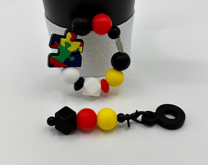 Autism Awareness Stanley Cup Bracelet:  Cup Handle Bracelet | Straw Charm | Purse Bracelet |
