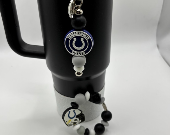 Football Tumbler Accessories |  Stanley or Other Tumbler Cup Handle Bracelets | Straw Charms | Football team | Football charm