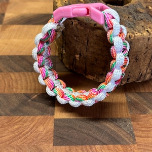 Pink Handmade 550 Paracord Bracelet  | Cobra Knot Paracord Bracelet  | 7 inch Bracelet