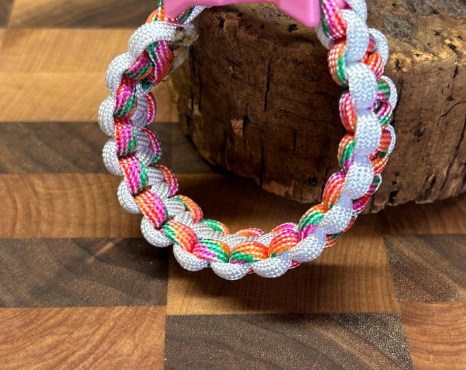 Pink Handmade 550 Paracord Bracelet  | Cobra Knot Paracord Bracelet  | 7 inch Bracelet
