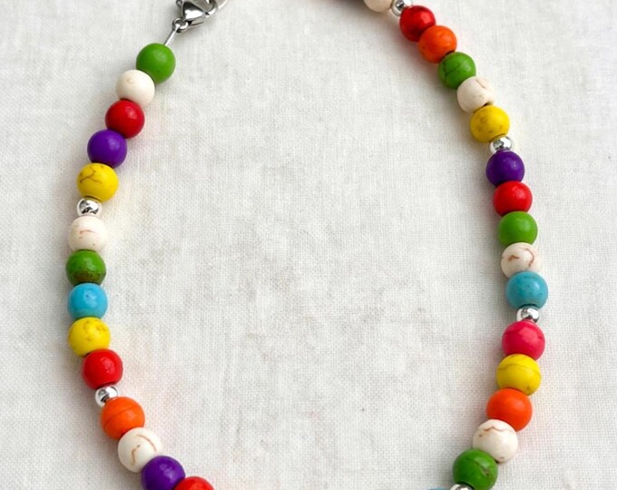 Multi Colored Howite Gemstone Anklet |  Ankle Bracelet | Gemstone Ankle Bracelet | Anklet