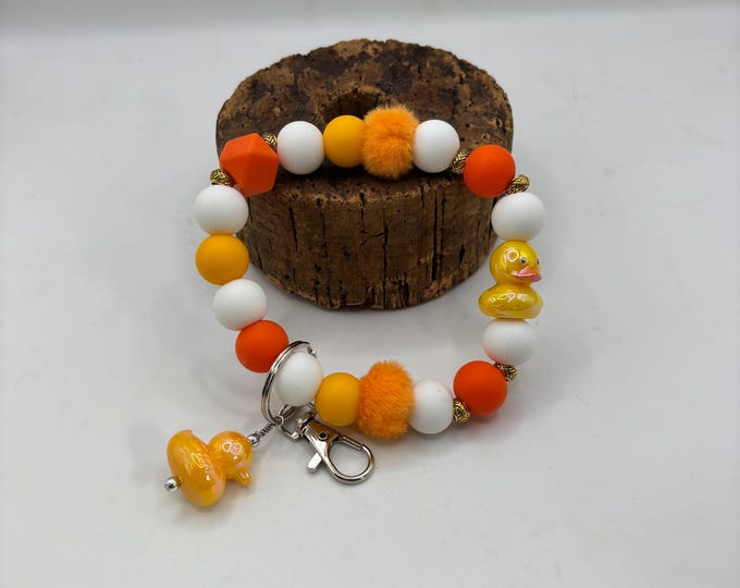 Duck Theme Beaded Wristlet Keychain  | Keychain with Silicone and Duck Charm | Keychain | Key Fob | Wristlet | Cruise