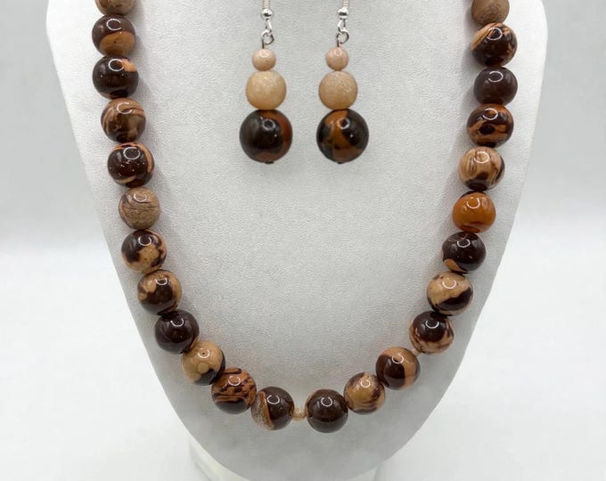 Desert Jasper Statement Necklace | Gemstone Necklace | 14mm Beads | Statement Necklace | Polychrome Jasper | 19 inch | Montana Gemstones