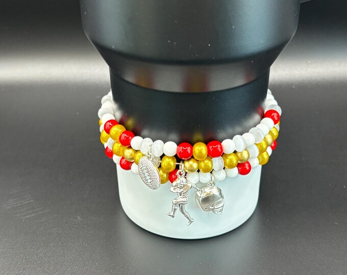 Football Stanley Cup Bracelet |  Go SF  | Tumbler Accessories | Stanley Charm Bracelet | Tumbler Bracelet Football | Stretchy | 49ers