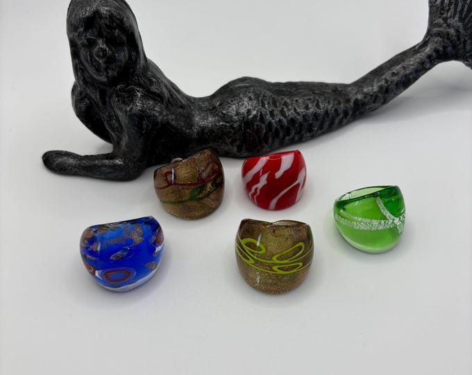 Size 8 3/4 Assorted Glass Rings | Millefiori Glass Rings | Murano Inspired Glass Rings