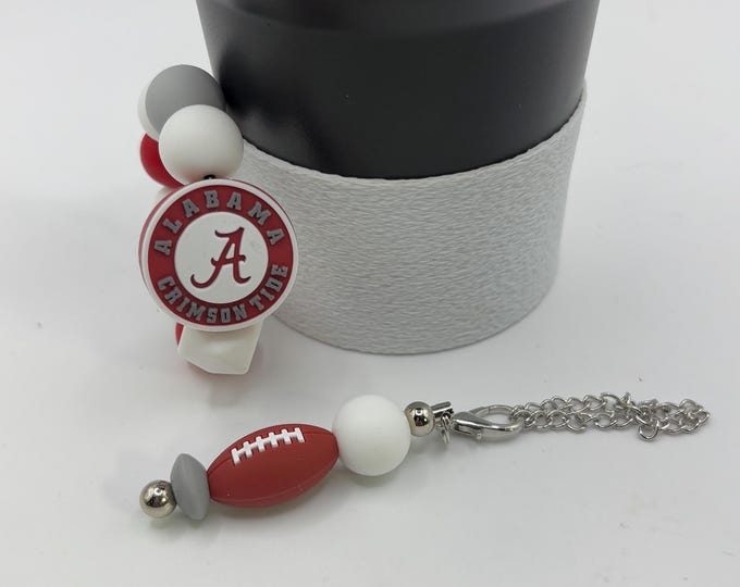 Football College Tumbler Accessories |  Stanley or Other Tumbler Cup Handle Bracelets | Straw Charms | Football