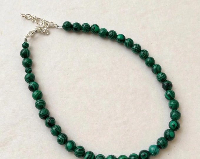 Malachite Gemstone Anklet | 10 inch  Ankle Bracelet | Gemstone Ankle Bracelet |  Anklet with extender