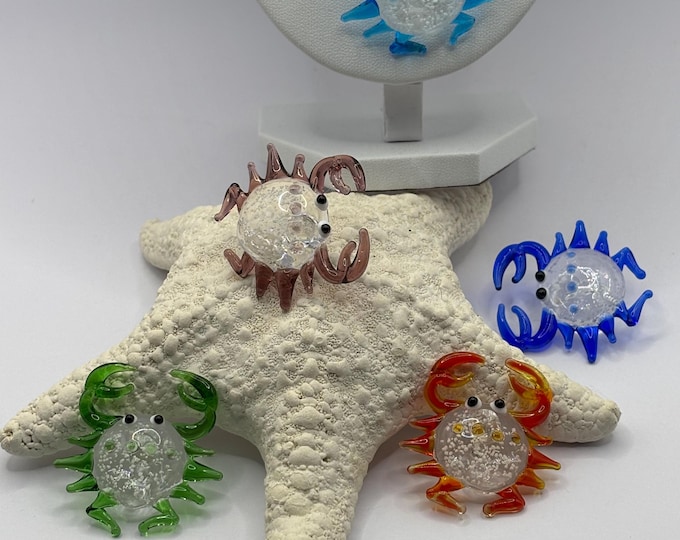 Crab Lampwork Luminous Pendant | Murano Inspired  | Glass Crab Pendant Necklace | Crab Jewelry | Pendant Necklace | Lampwork Glass