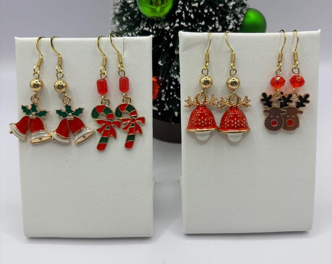 Christmas Earrings | Holiday Earrings | Christmas Earrings | Sterling Silver Ear Wires | Reindeer