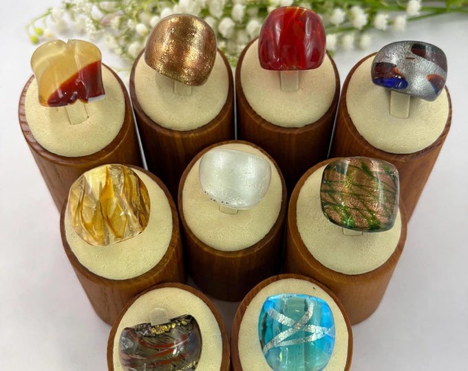 Size 5  3/4 |  Murano Inspired Glass Ring | Size 5 3/4 | Statement Ring | Lampwork Ring| Thick Style