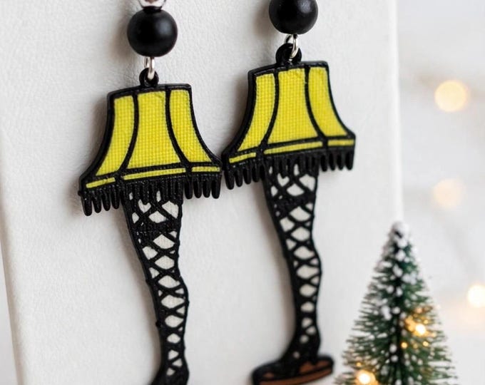 Leg Lamp 3D printed  Earrings  | Sterling Silver wires with 3D printed Leg |  Christmas Earrings