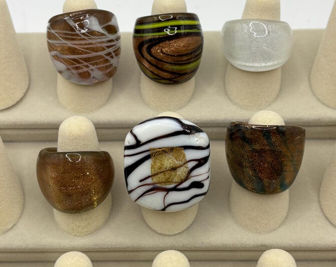 Size 5 |  Assorted Glass Rings | Millefiori Glass Rings | Murano Inspired Glass Rings
