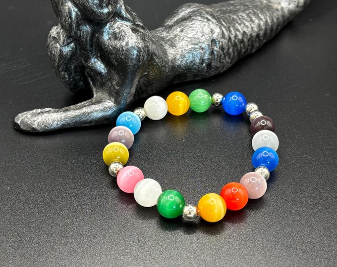 Colorful Cats Eye Gemstones | Gemstone bracelet | Stretch Bracelet