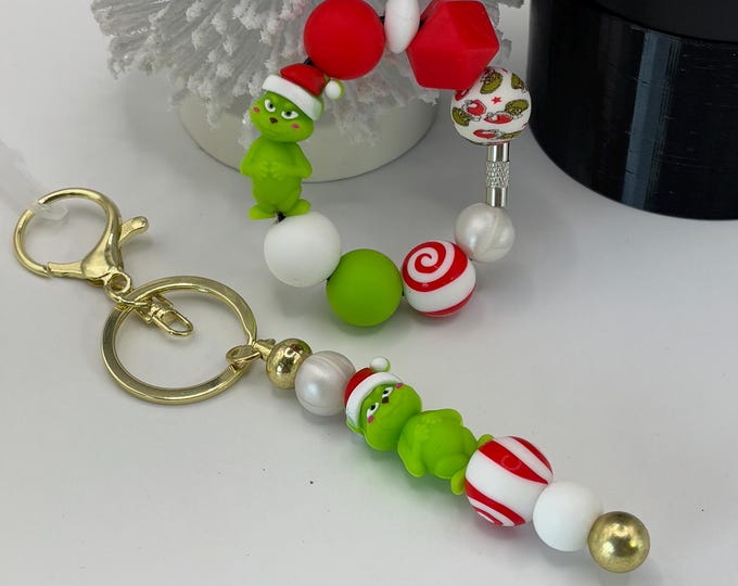 Christmas Grinch Stanley Cup Bracelet:  Cup Handle Bracelet | Straw Charm  | Holiday | Grinch | Baby Grinch