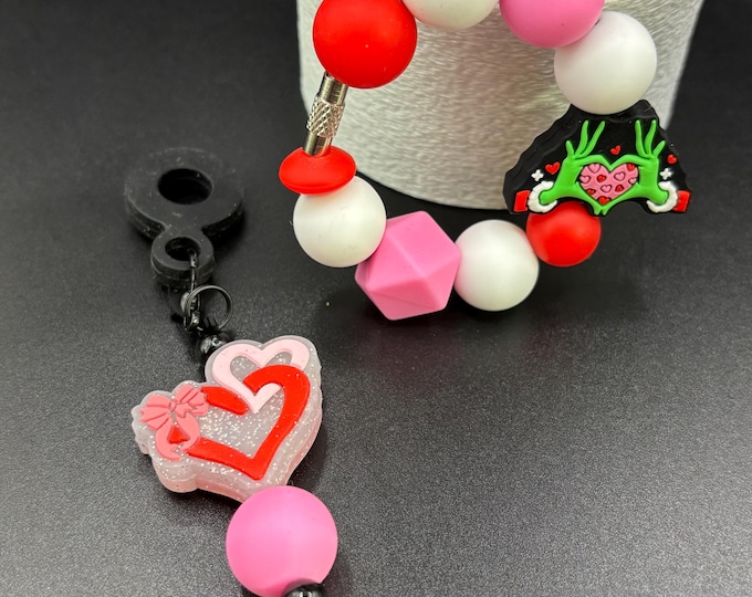 Christmas Grinch Stanley Cup Bracelet:  Cup Handle Bracelet | Straw Charm | Holiday | Grinch |