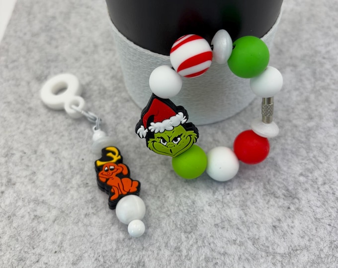 Christmas Grinch Stanley Cup Bracelet:  Cup Handle Bracelet | Straw Charm  | Holiday | Grinch | Grinch Dog Max