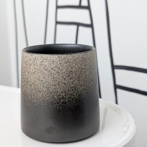 Handmade Stoneware Cup, Textured Gradient Ceramic Mug, Black & Natural Clay Finish, Desert Dusk Colour, Tea and Coffee, Made in Canada