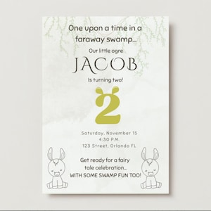 Shrek Inspired Birthday Invitation • Editable Fairy Tale Swamp Party Invite • Printable Kids Birthday Template • Digital Download
