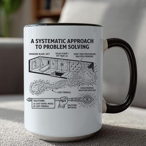 Systematic Approach to Problem Solving Mug | Funny DnD Gift | Fireball Spell | Wizard Coffee Cup