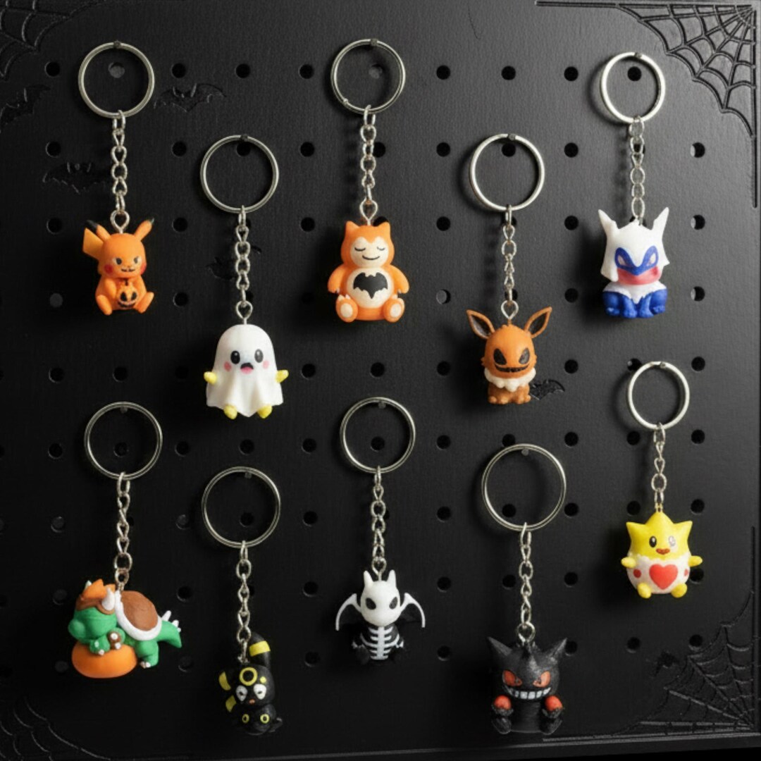 Grottemon Keychain Halloween Pocket Monster Keychains & Pokeballs: Snorlax, Pikachu, Eevee ...