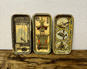 Vintage set Japanese harumeko papier-mâché trays
