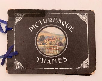 Vintage early 20th Century Picturesque Thames postcard book landscape paintings