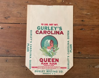 Vintage 1950s Gurleys Carolina Flour sack