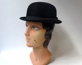 Vintage mid century Lincoln Bennet London black felt bowler hat
