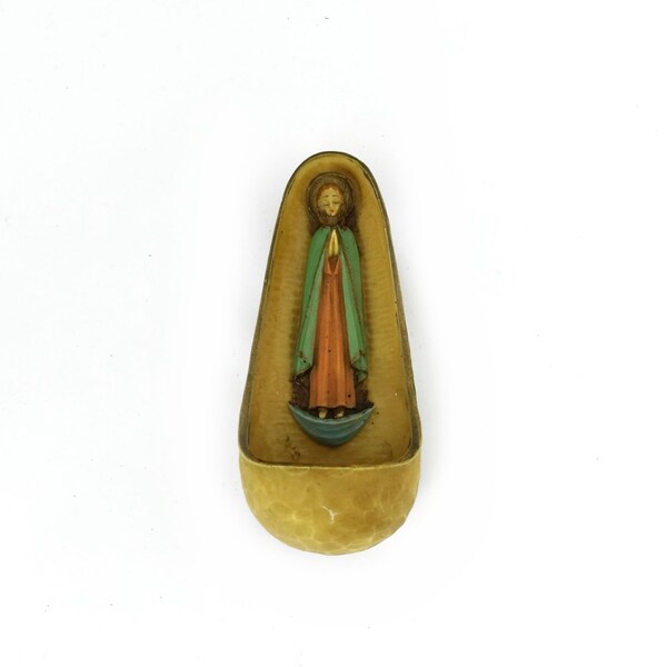 On hold for Annabelle Vintage collectable 1960s small Italian souvenir resin Madonna religious font